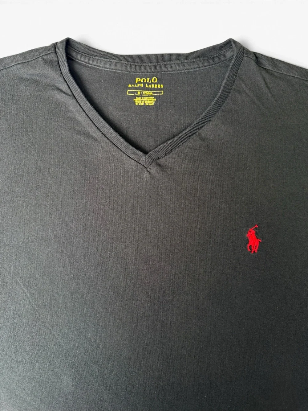 Polo Ralph Lauren Black V-Neck Red Pony T-Shirt Men’s M